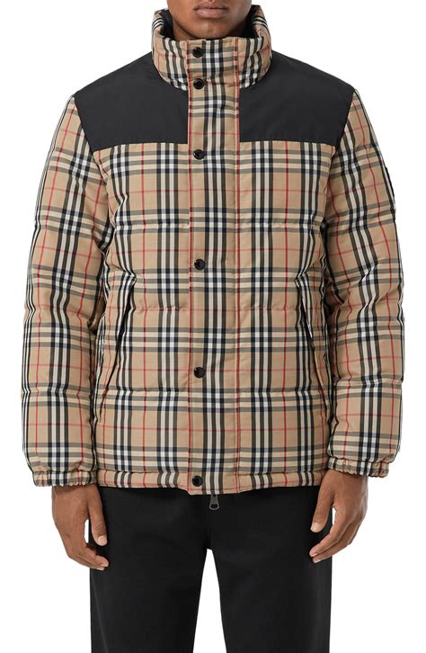 burberry puffer coat mens|burberry check cropped puffer jacket.